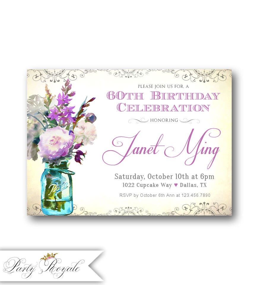 Women's 60th Birthday Invitations / Any Age / Vintage - Etsy