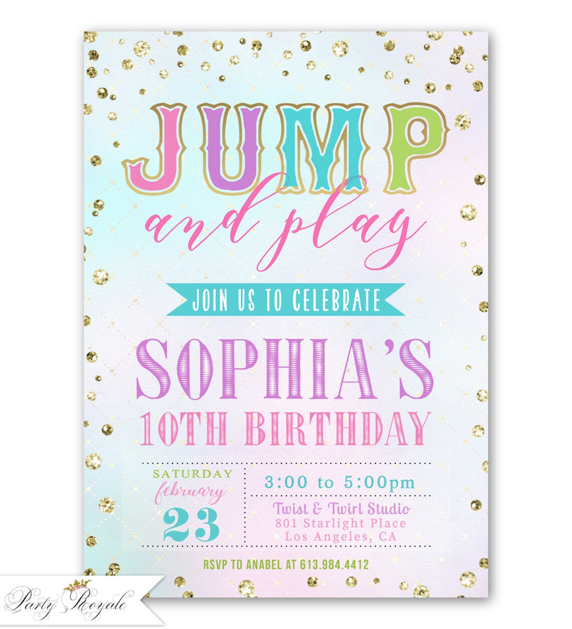 Jumping Birthday Invitations Jump and Play Invitation Jump Etsy