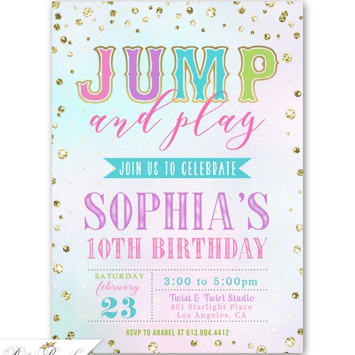 Bounce Birthday Party Invitation EDITABLE TEMPLATE Jump Etsy