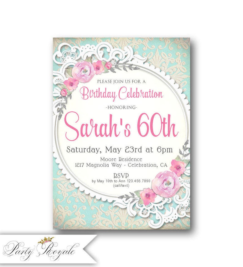 Chic 60th Birthday Invitation for Women 60th Birthday | Etsy