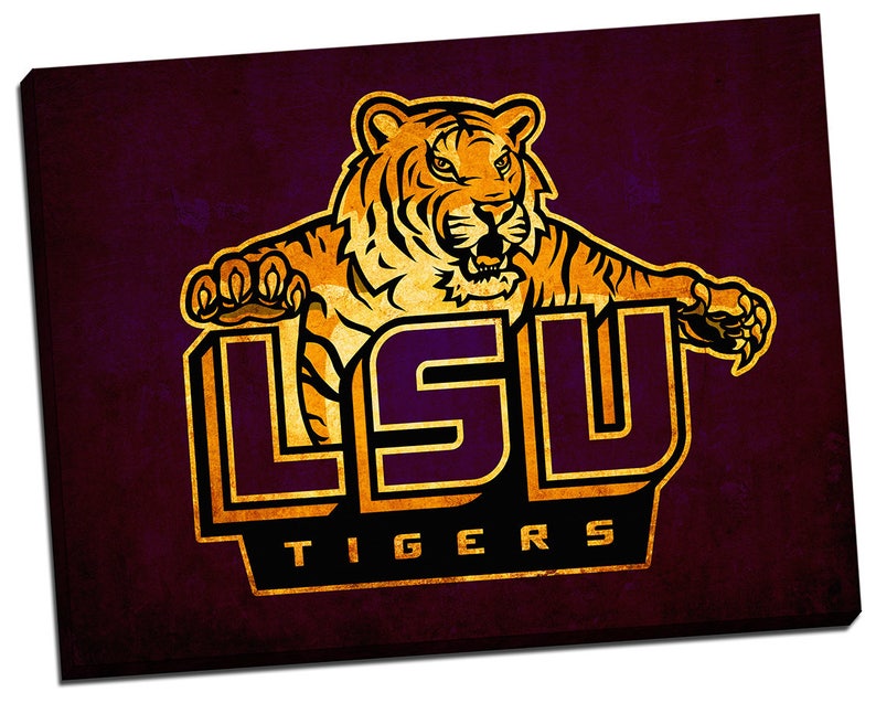 LSU Tigers Vintage Style Canvas Print Louisiana State - Etsy