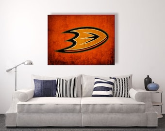 Anaheim Ducks Vintage Style Canvas Print: NHL Hockey Wall Decor