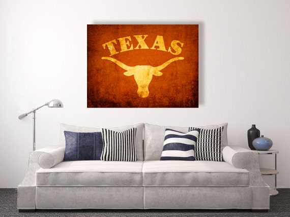 University Of Texas Texas Longhorn Vintage Style Canvas Etsy