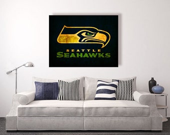 Seattle Seahawks Vintage Style Canvas Print: Football Room Decor