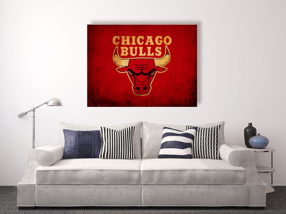 Chicago Bulls Vintage Style Canvas Print Vintage Basketball Etsy