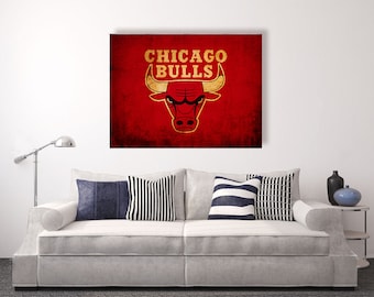 Chicago Bulls Vintage Style Canvas Print: Basketball Room Decor