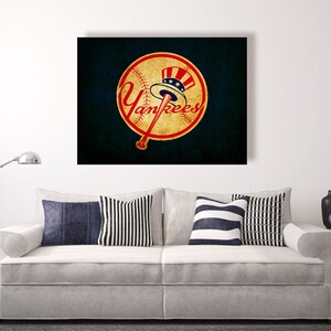 New York Yankees MLB vintage style Canvas Print, vintage baseball decor, baseball wall decor, baseball room decor,apartment decorating ideas
