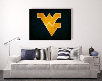 West Virginia Mountaineers Vintage Style Canvas Print: WVU Decor