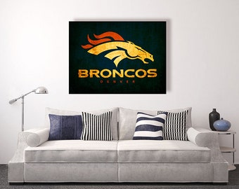 Denver Broncos Vintage Style Canvas Print: Football Decor