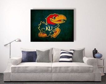 Kansas Jayhawks Vintage Style Canvas Print: College Football Decor