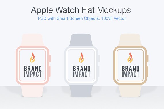 Psd Apple Watch Mockup Flat Design Wearable Screen Design Etsy