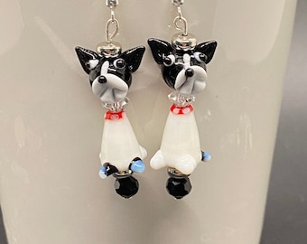 Boston terrier dangle earrings