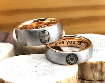 I Love You 3000 Ring, Movie Wedding Ring, Ironman Ring, Movie Inspired Ring, Mens Wedding Band, Ring for Him, Anniversary Ring for Husband