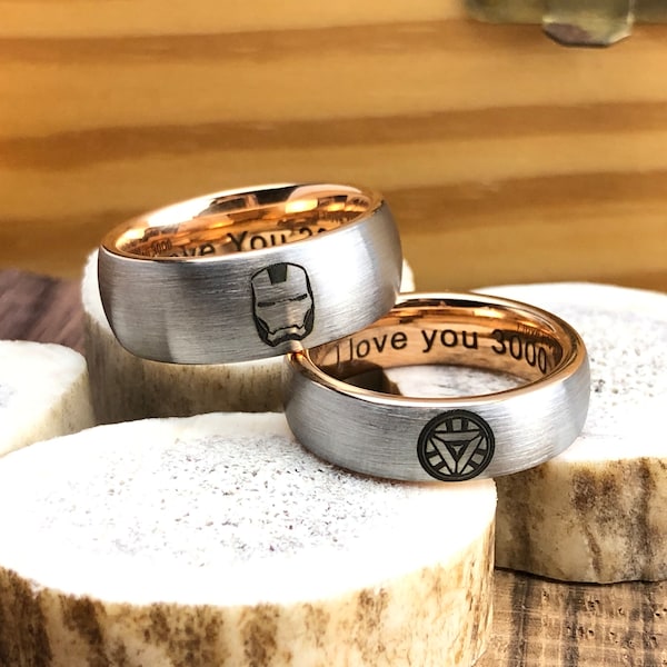 I Love You 3000 Ring, Bague de mariage de film, Bague Ironman, Bague inspirée du film, Bague de mariage pour hommes, Bague pour lui, Bague d’anniversaire pour mari