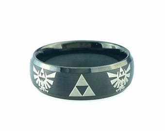 Game Inspired Ring, Legend of Zelda Rings, Zelda Triforce Ring, Zelda Ring, Wedding Band, Tungsten Ring For Mens, Anniversary Ring, Triforce