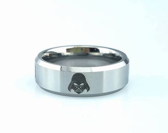 Star Wars Ring, Darth Vader Ring, Sith Ring, Tungsten Ring, Tungsten Wedding Band, Wedding Ring, Anniversary Ring, Engraved Wedding Ring