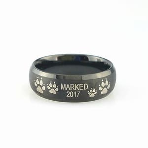 Tungsten Wedding Band, Marked Wedding Ring, Banded Ring, Bear Paw, Bear Claws Tungsten Ring For Mens, Anniversary Ring