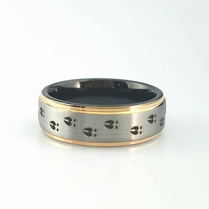 Custom Engraved Wedding Ring, Tungsten Wedding Band, Promise Ring, Wedding Band, Deer Track Design, Anniversary Ring, Triforce