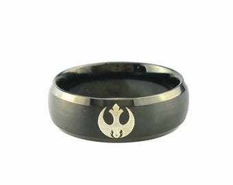 Star Wars Ring, Star Wars Rebel Jedi Tungsten Ring, Tungsten Wedding Band, Wedding Ring, Anniversary Ring, Engraved Wedding Ring