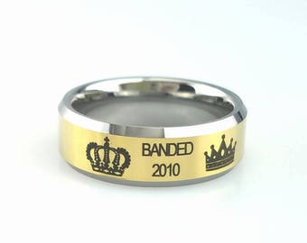 King Queen Wedding Ring, Tungsten Wedding Band, Promise Ring, Wedding Band, Tungsten Ring For Mens, Anniversary Ring, Triforce