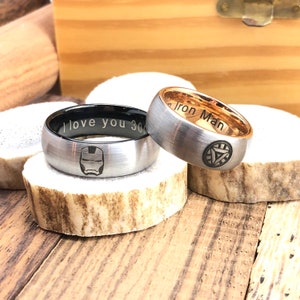 I Love You 3000 Ring, Film Trouwring, Ironman Ring, Film Geïnspireerde Ring, Mens Wedding Band, Ring voor Hem, Verjaardag Ring voor echtgenoot