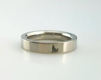 Titanium Wedding Ring Wolf Wedding Band Custom Size and Width Custom Laser Engraving Anniversary Ring