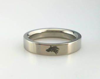 Custom Titanium Wedding Band Legends of Zelda Wolf Ring Men Women Anniversary Ring Laser Engraved Handmade Ring