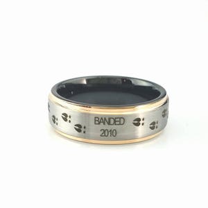 Custom Engraved Wedding Ring, Tungsten Wedding Band, Promise Ring, Wedding Band, Deer Track Design, Anniversary Ring, Triforce
