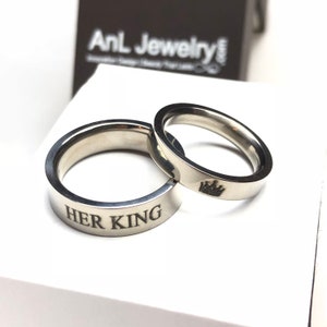 Titanium Ring Set, Couple Ring Set, His and Hers Rings, Custom Titanium Ring set Laser Engraved Ring For Women Ring For Men Wedding Band