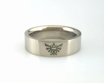 Legends of Zelda Titanium Wedding Band Custom Made Wedding Ring for Him Her Matching Ring Set Available Custom Widths Sizes