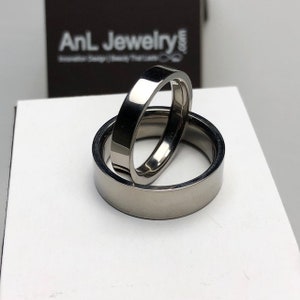 Couple Ring Set, His and Hers Rings, Custom Titanium Ring set Laser Engraved Ring For Women Ring For Men Wedding Band