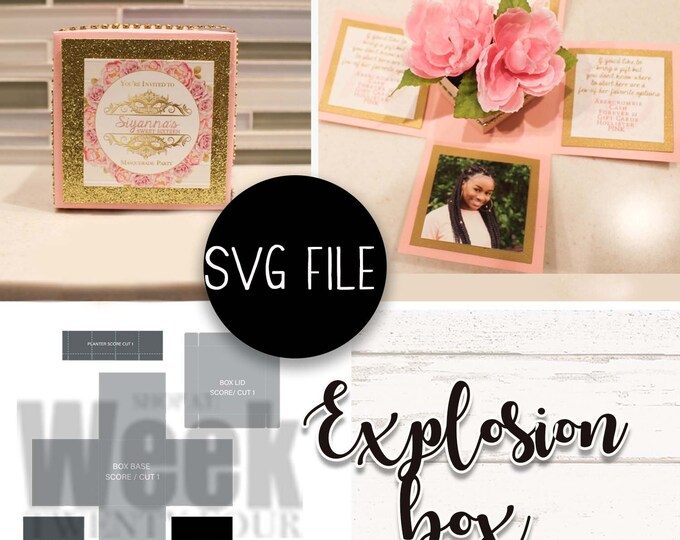 Explosion Box Invitation or Greeting Card SVG Etsy