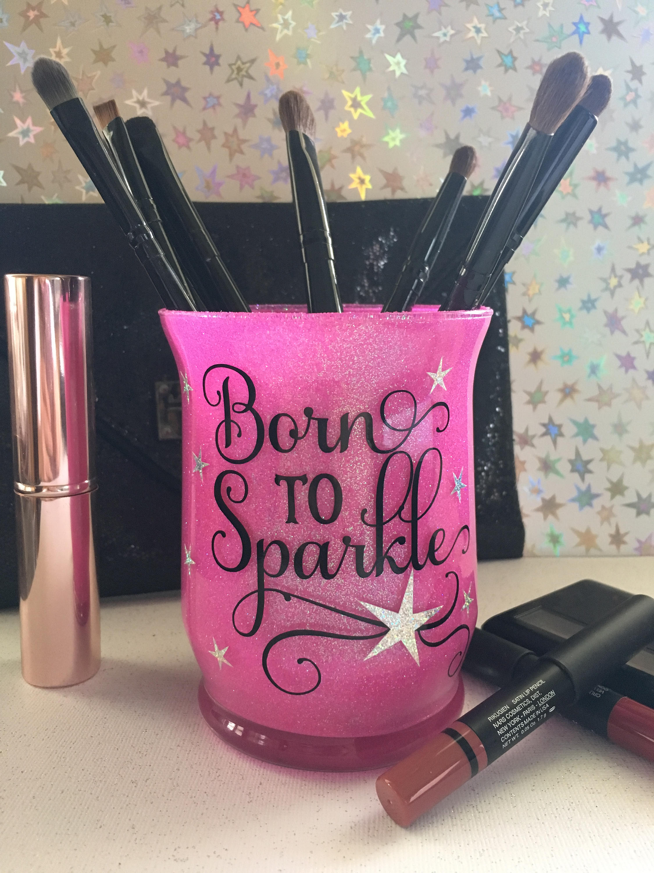 Glitter Makeup Brush Organizer Makeup Brush Cup Makeup Etsy