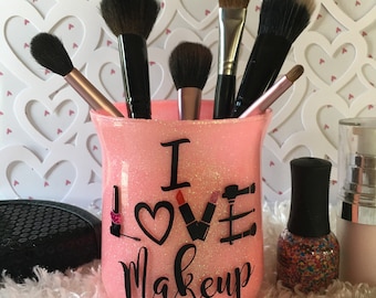 Glitter Makeup Brush Holder, Makeup Artist Brush Cup, Bathroom Vanity Makeup Organizer