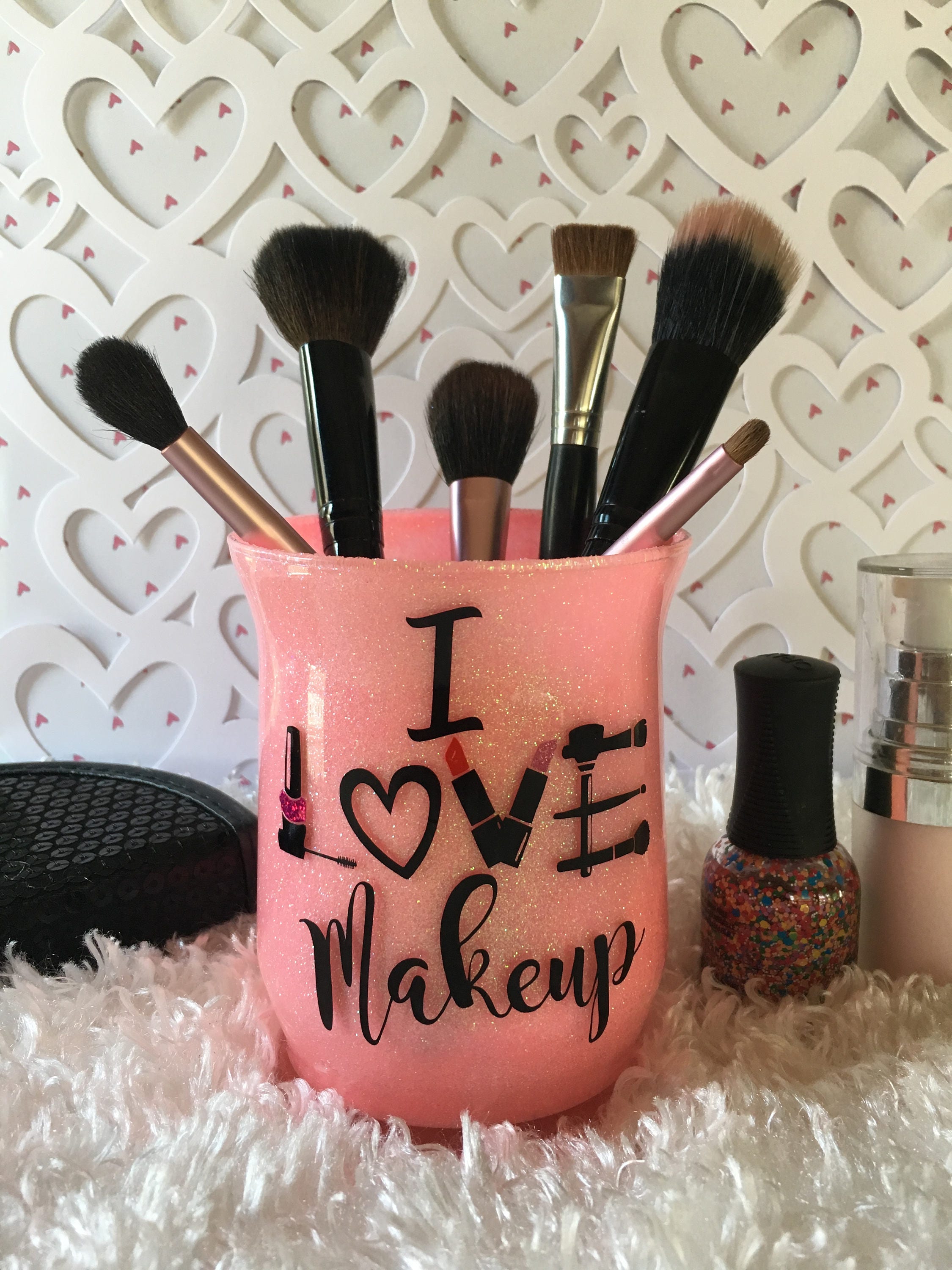 Glitter Makeup Brush Holder Makeup Artist Brush Cup Bathroom Vanity Makeup Organizer Etsy