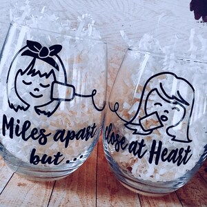 Long Distance Friendship Stemless Wine Glass Gift Set, Chistmas Gift ...