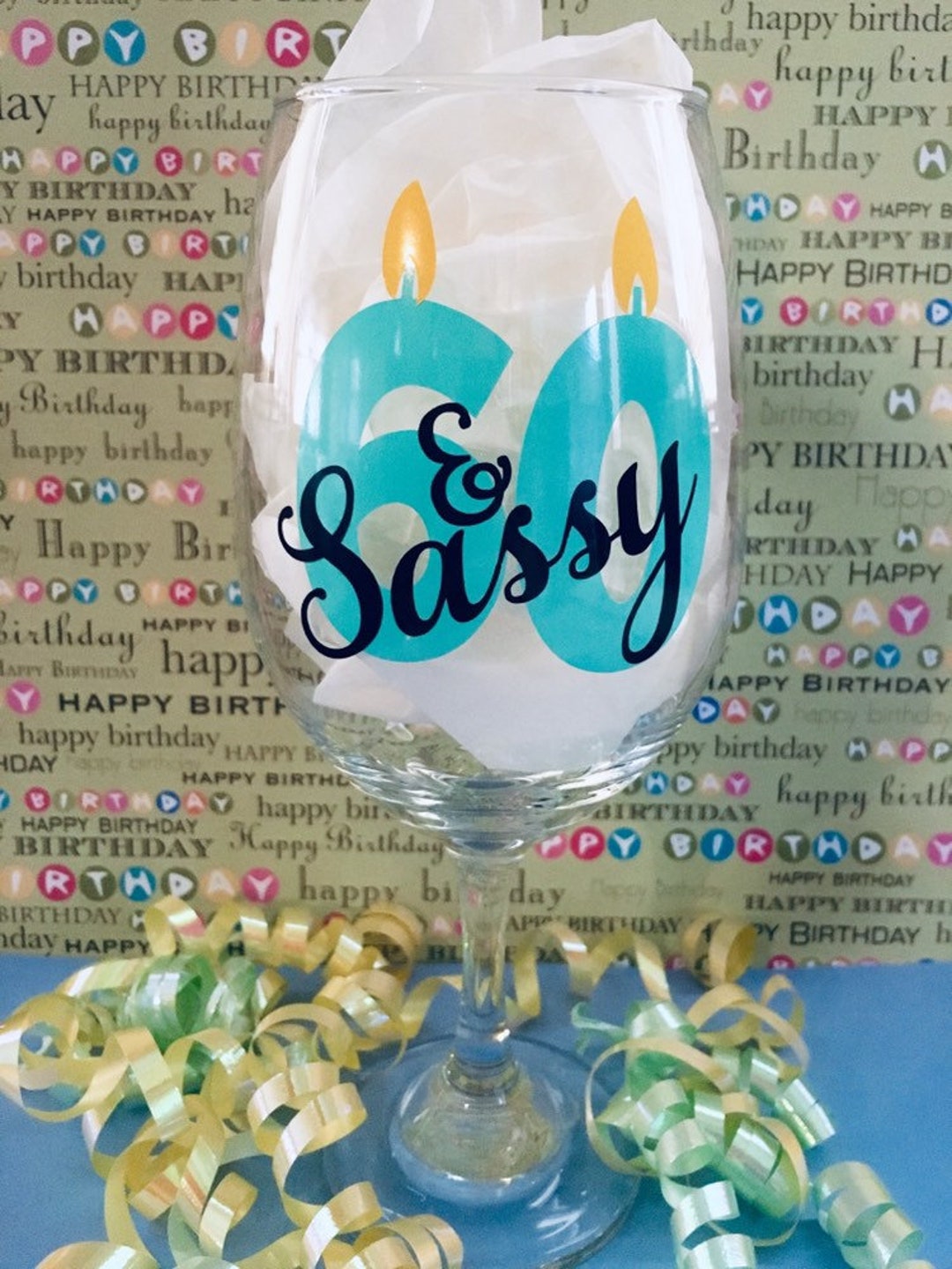 60th Birthday Wine Glass