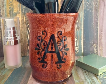 Makeup Brush Holder, "CAPITAL" Letter Brush Cup Holder, Vanity Makeup Organizer, Makeup Lovers Gift, All Letters Available