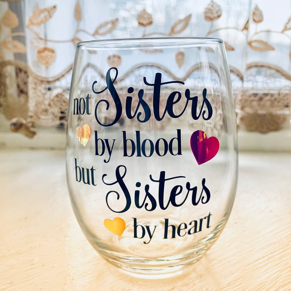 Best Friend Stemless Wine Glass, Unbiological Sister Wine Glass Gift, Soul Sister Wine Glass Gift