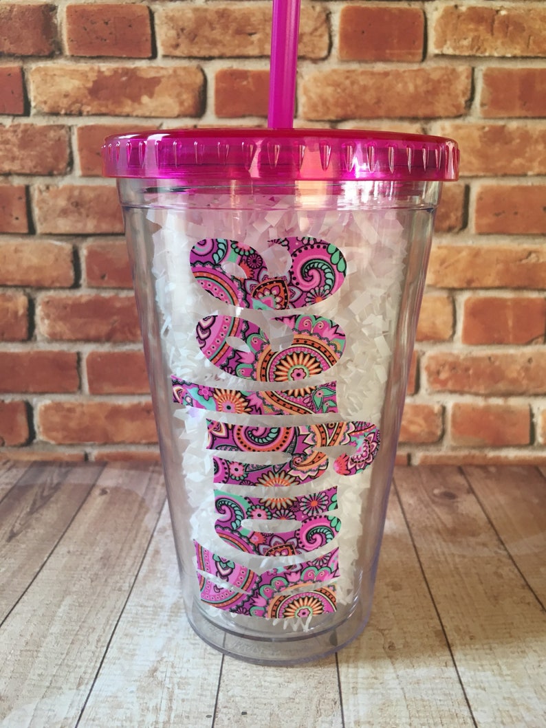 Personalized Clear Tumbler With Lid & Straw / Travel Beverage Etsy