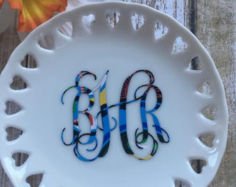 Monogrammed Ring And Trinket Dish, Bridesmaid Thank-You Gift