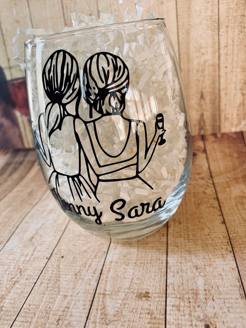 Personalized Best Friends Stemless Wine Glass Best Friends Etsy