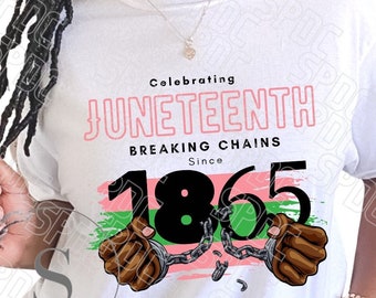 Juneteenth shirt, PINK and green, unisex shirt, Sorority gifts, AKAversary para greek ,Legacy, Juneteenth shirt aka, 1865, breaking chains