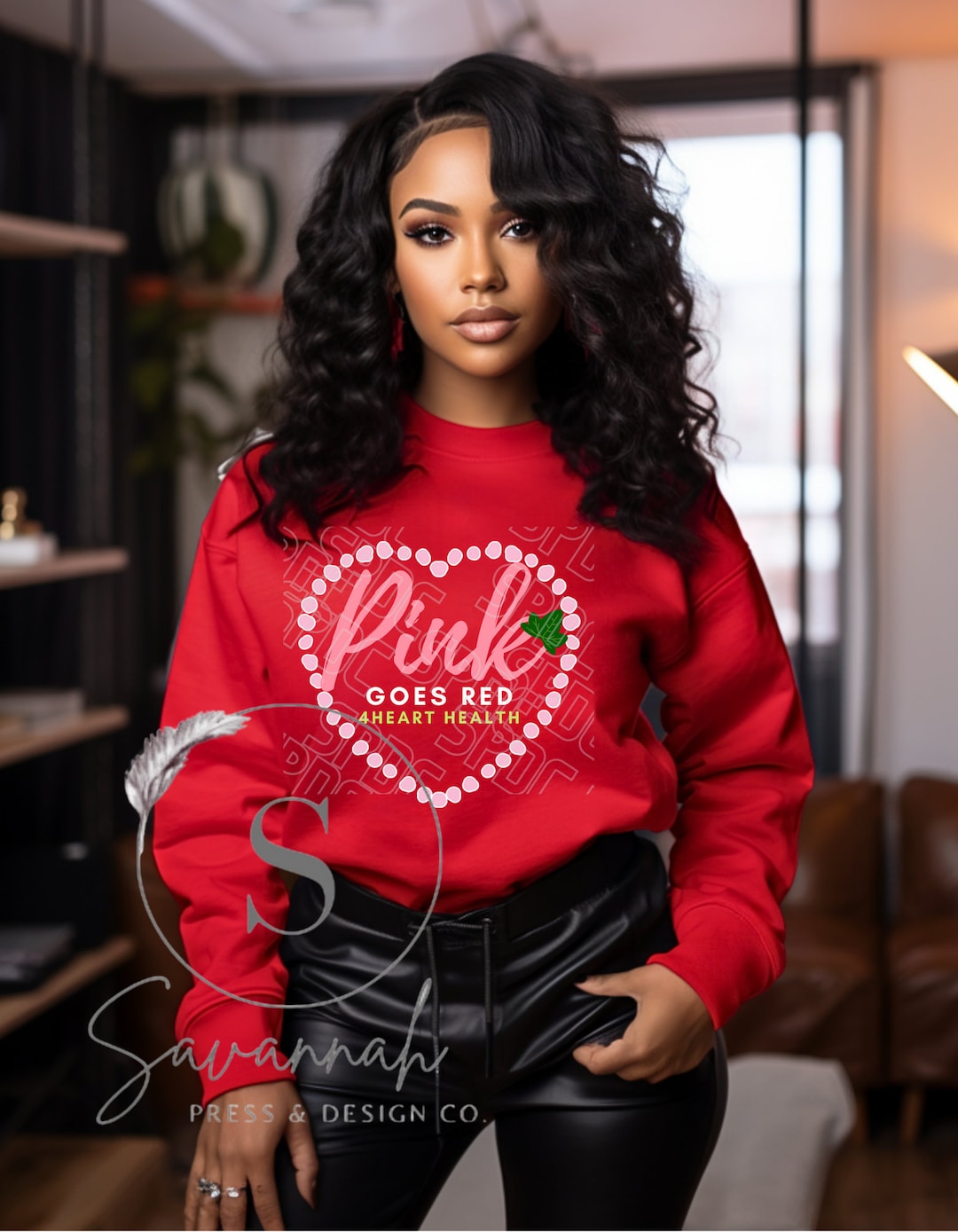Pink Goes Red Aka Sweatshirt,pink and Green, Gifts for Her, Unisex