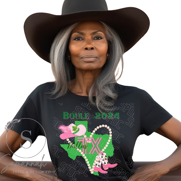 Boule 2024, PINK and green, unisex Tshirt, Sorority gifts, para greek, Boule shirt, Dallas,  ivy, pretty cowgirl and pearls,