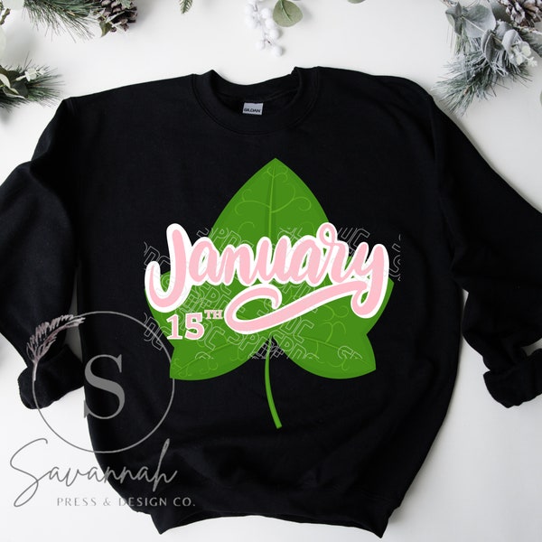 J15 sweatshirt,PINK and Green, Gifts for her, unisex sweatshirt,  Sorority sweatshirt, Founders Day 2024, January 15th