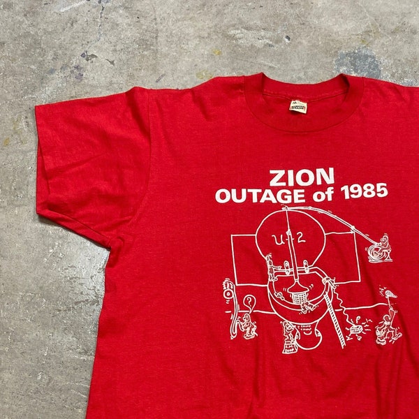 Vintage 1980s Zion Outage of 1985 Screen Stars Made in USA Single Stitch T Shirt - XL