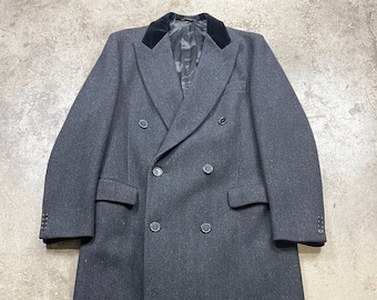 Vintage Paul Stuart Double Breasted Charcoal Heavy Wool Overcoat Jacket Made in Canada Men’s 43 Extra Tall
