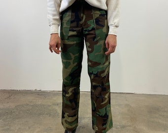 Deadstock Vintage 1980s Woodland Camo 50/50 Fatigue Cargo Pants Made in USA Multiple Sizes Waist 25 26 27 29 30 31 Available