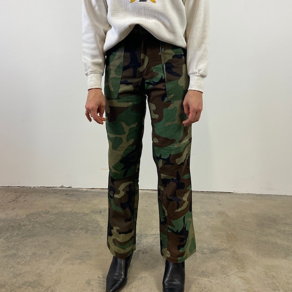 Deadstock Vintage 1980s Woodland Camo 50/50 Fatigue Cargo Pants Made in USA Multiple Sizes Waist 25 26 27 29 30 31 Available